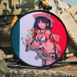 Parche con estampado de moral para chica, Bikini mexicano, insignias de brazalete militar, gancho y bucle táctico, mochila para exteriores, sombrero, chaleco, accesorios, pegatinas