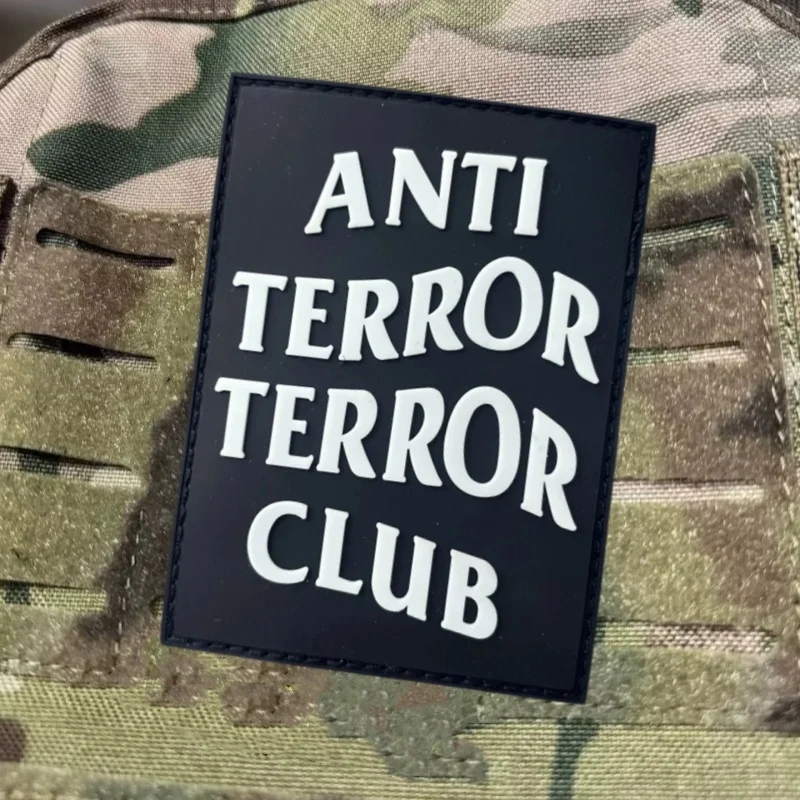 Parche táctico 3D de PVC "ANTI TERROR CLUB", insignia de moral militar, parches con gancho, ropa, mochila, pegatinas, brazalete - imagen 5