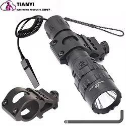 Linterna con lúmenes altos, luz táctica recargable, montaje Picatinny, interruptor de presión, larga distancia, zoom de 30W, L2