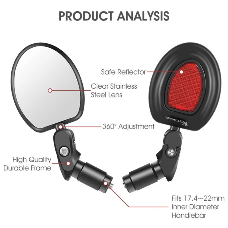 Espejo retrovisor para ciclismo, espejo retrovisor plegable para bicicleta de montaña y carretera, espejo retrovisor anticollectante con hoja reflectante - imagen 3