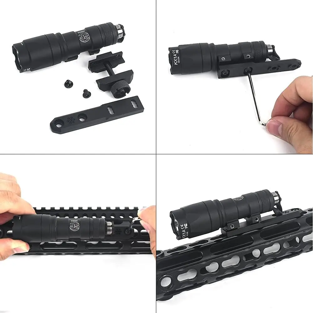 Soporte de explorador de fila tipo engranaje Airsoft para montaje de luz M-LOK Compatible con luz de explorador serie M300/M600 (negro) - imagen 3