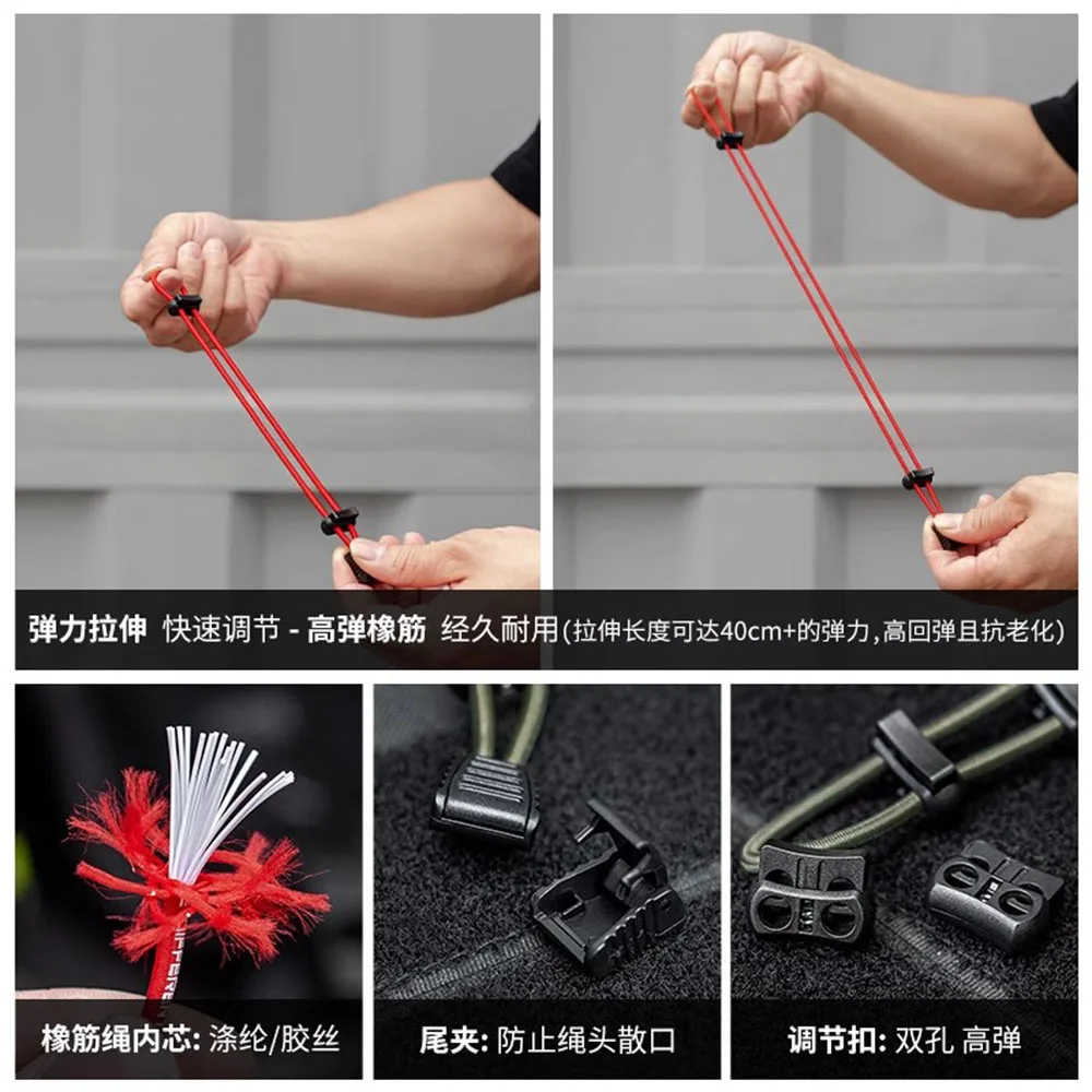 ​ Mochila ajustable con cuerda elástica para exteriores, soporte para bastón para caminar en montaña, fijación de poste de senderismo, hebilla de cuerda, 2 uds. - imagen 4