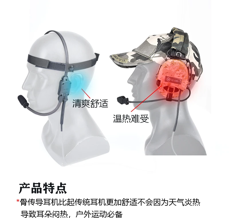 WADSN-auriculares tácticos militares, señal de conducción ósea, altavoz, MH180-V, accesorios para auriculares, adecuado para interfaz 7,0, enchufe PTT - imagen 3