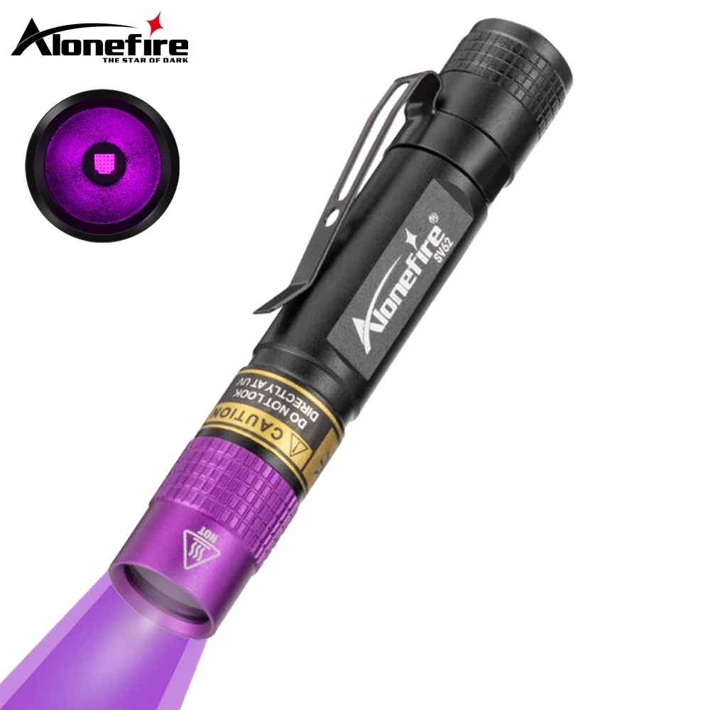 Linterna LED SV62 de 3W UV 365nm, Mini bolígrafo AAA, antorcha ultravioleta, marcador de dinero, mineral, mancha de orina de mascota, Detector de luz negra de escorpión