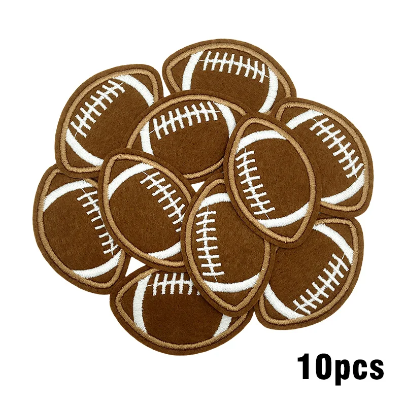 Parches bordados de fútbol de color marrón oscuro, apliques para planchar/coser, reparación de ropa, Ideal para pantalones vaqueros y chaquetas, 10/20 piezas - imagen 5