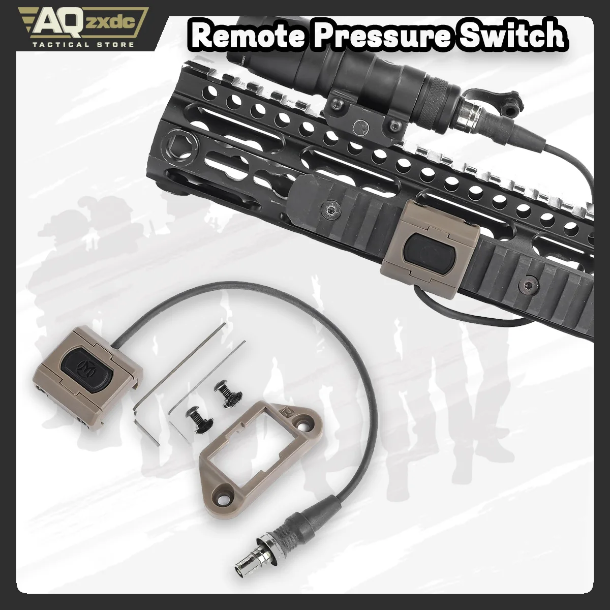 Interruptor de Presión Remoto para Linterna Táctica M300 M600, con Soporte de Montaje para Riel de 20 mm/Mlok/Keymod