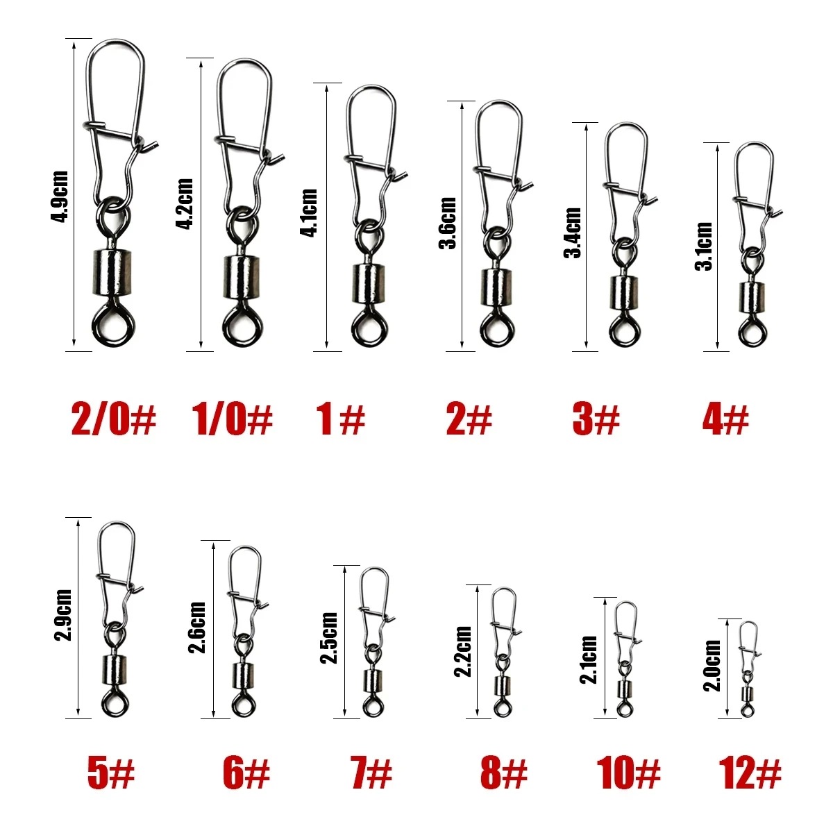 Conector de pesca de acero, Pin de rodamiento rápido, gancho giratorio, accesorios de aparejos, 20/50 unidades - imagen 3