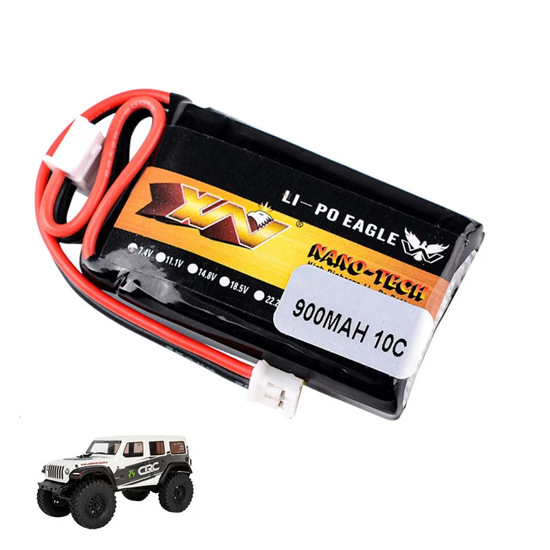 Batería de coche teledirigido HJ 2S 7,4 V 900mAh 10C Lipo para AXIAL SCX24 SCX2 90081 C10 1/24, accesorios para modelos de coche teledirigido, batería de 7,4 V - imagen 2