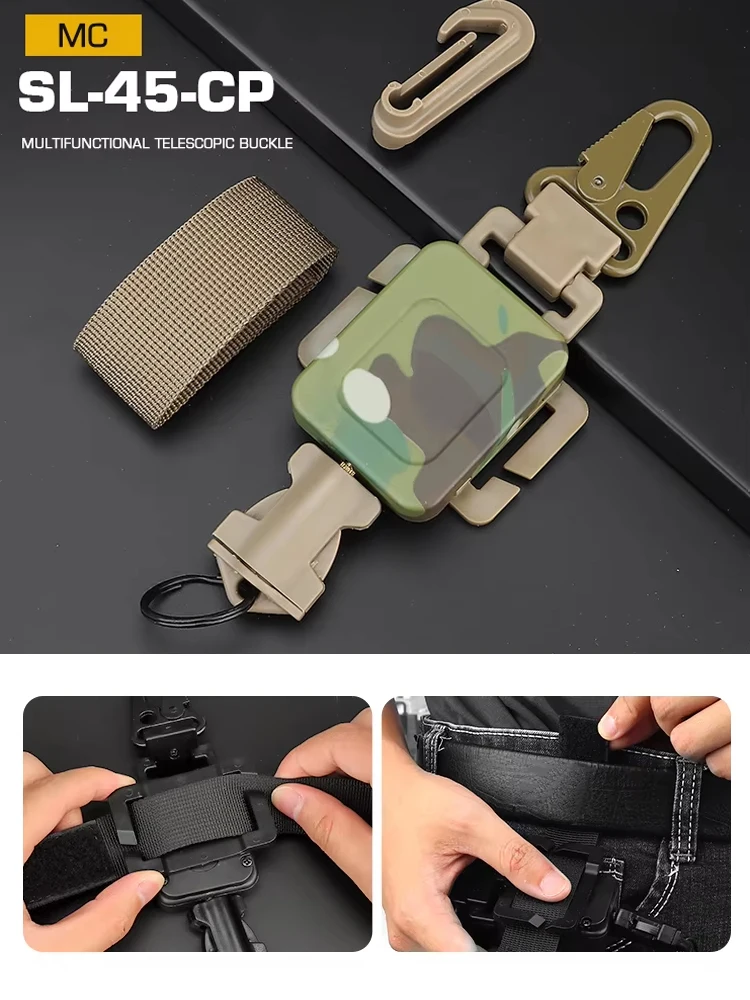 Mosquetón colgante telescópico multifuncional, accesorios para mochila, Retractor de cinturón, equipo táctico, mosquetón táctico - imagen 2