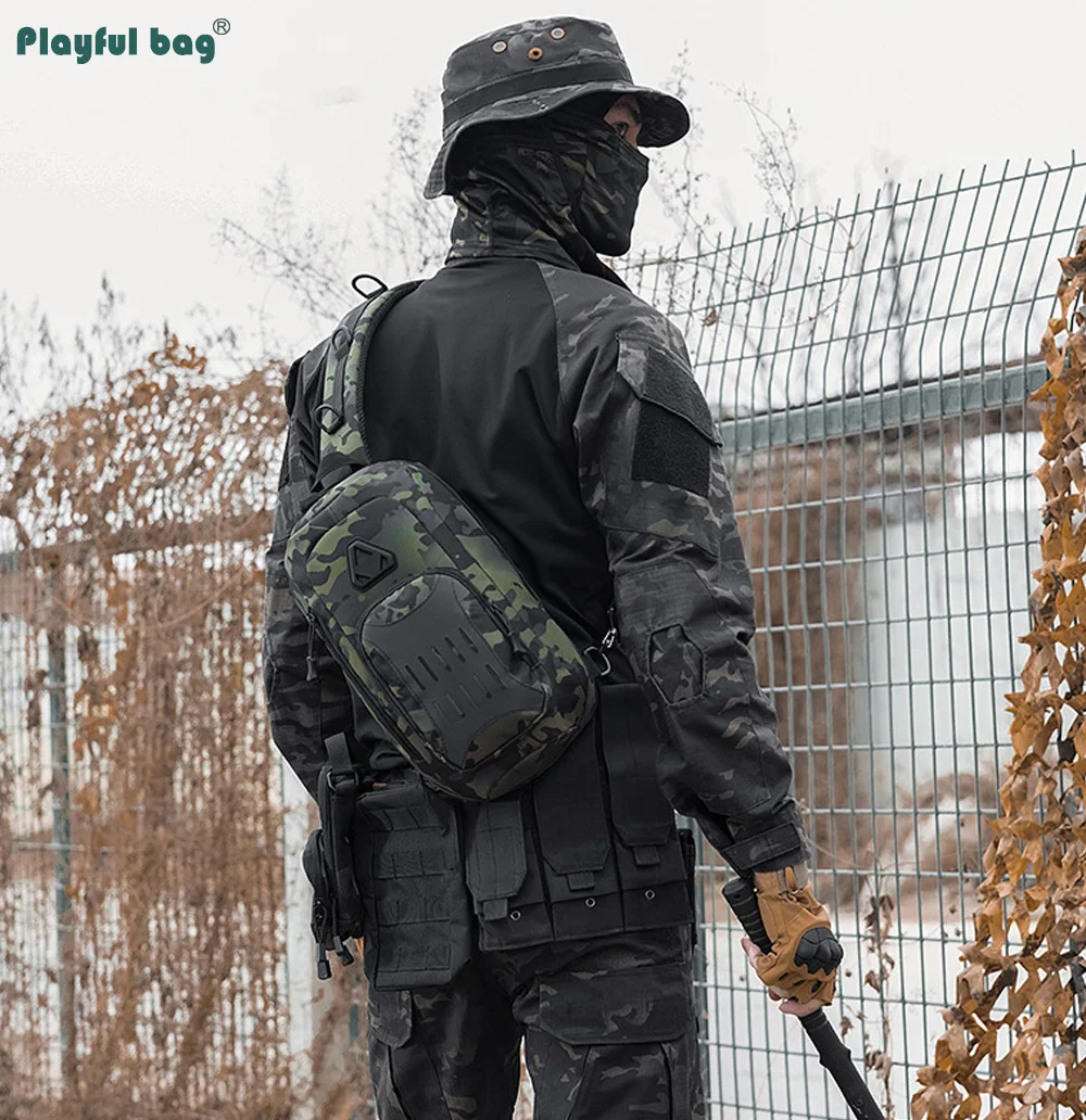 Bolsa de pecho para deportes al aire libre, bolsa táctica de montañismo para hombre, bolsas impermeables de camuflaje para senderismo, pesca multifuncional AVA335 - imagen 4