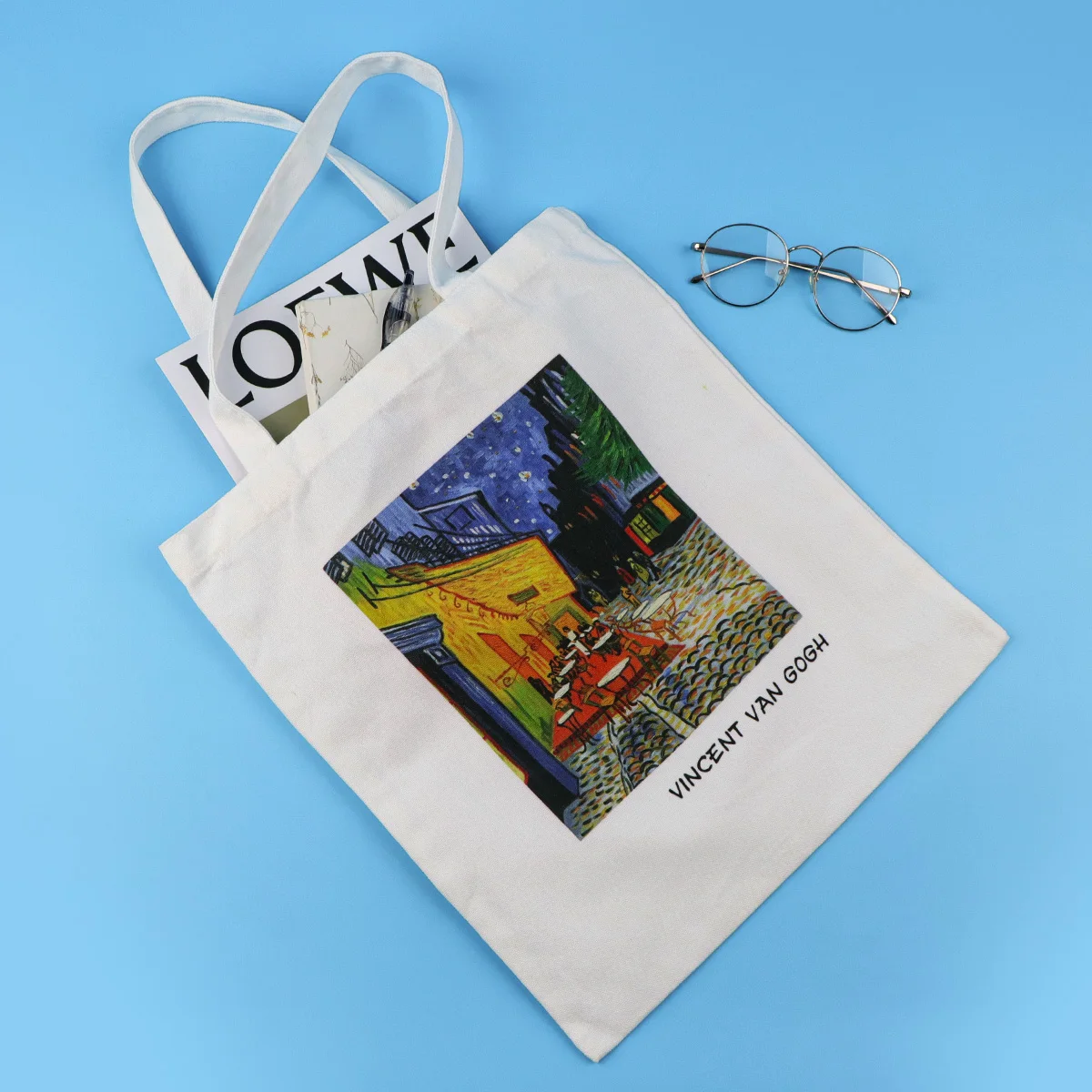 Bolso de lona Van Gogh plegable mano organizador y hombro escolar