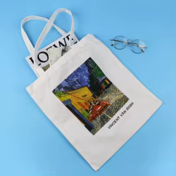 Bolso de lona Van Gogh plegable mano organizador y hombro escolar
