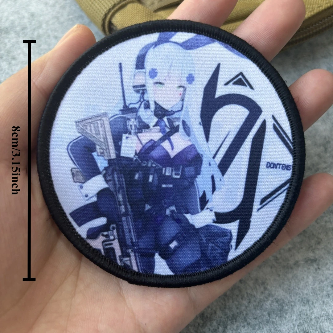 Parche táctico de Chica de Anime para niñas, parches impresos con gancho y bucle, brazalete, insignia de moral militar, mochila, pegatinas para ropa - imagen 3