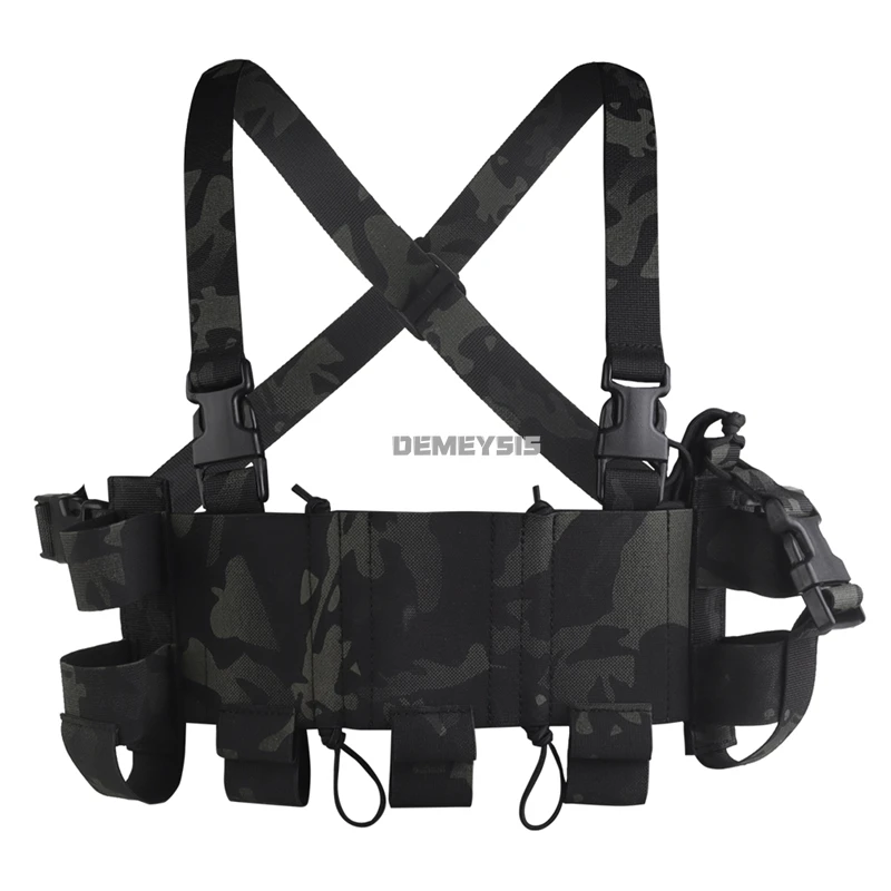 Equipo de pecho de tiro Airsoft, chaleco de entrenamiento táctico multifuncional con bolsa de revista Triple 5,56, bolsa de Radio, aparejo colgante de caza - imagen 3