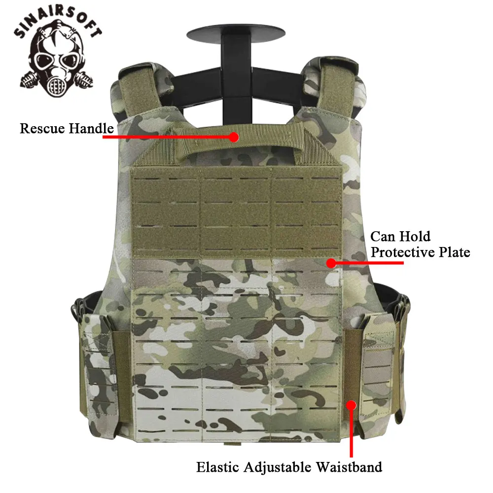 Chaleco táctico VCU, placa cortada con láser ligera, hebilla de liberación rápida, portador de placa de caza con bolsa para revistas 556 762