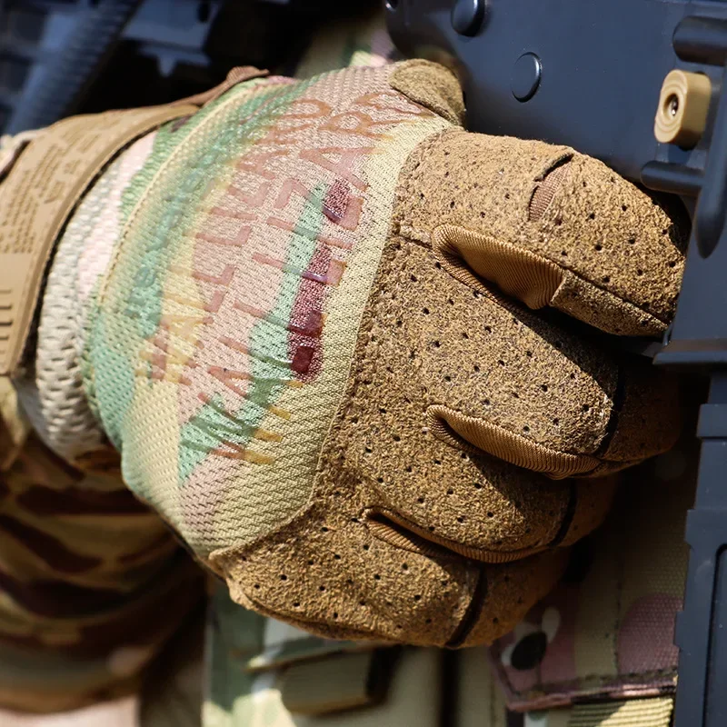 Guantes tácticos Airsoft para tiro de camuflaje, guantes con dedos completos para hombres, senderismo, caza, guantes protectores antideslizantes para pantalla táctil - imagen 5