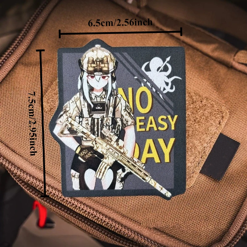 Parche de Chica de Anime para ropa, insignia de moral táctica, brazalete con estampado, gancho, parches militares, accesorios para mochila, pegatinas - imagen 2