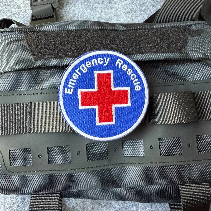 Parche táctico "Rescate de emergencia", insignia de moral bordada, brazalete militar con gancho y bucle, mochila decorativa - imagen 5