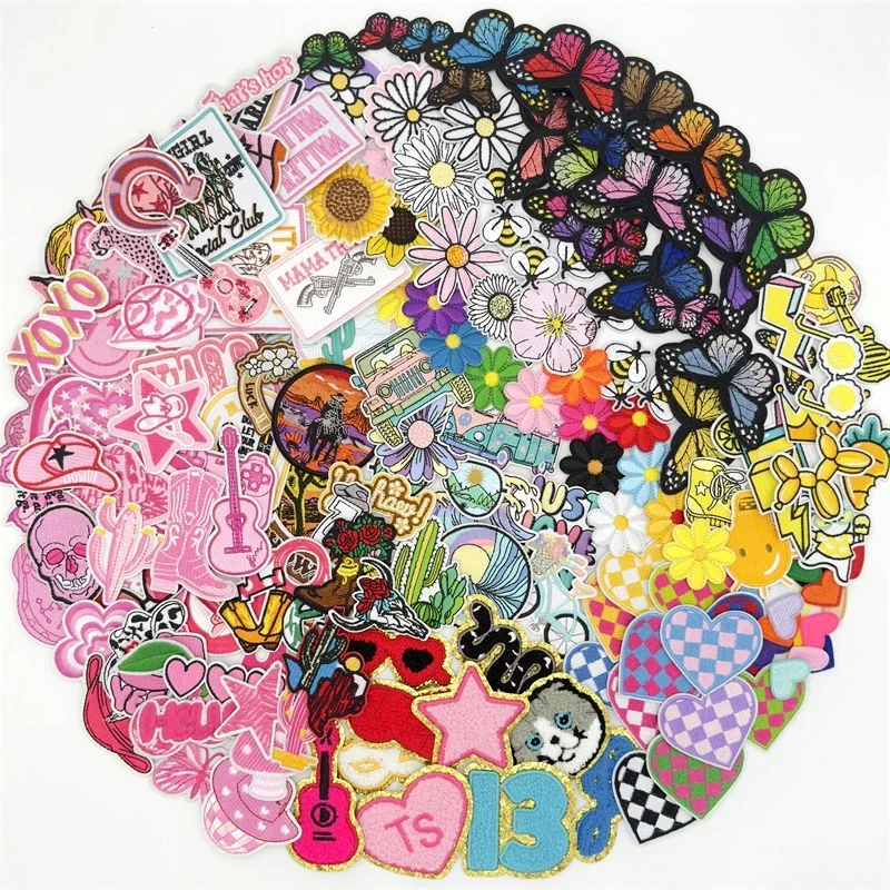 10/15 Uds. De nuevos estilos, parches surtidos para planchar, apliques para ropa, parches bordados DIY, rayas, costura, chaqueta vaquera