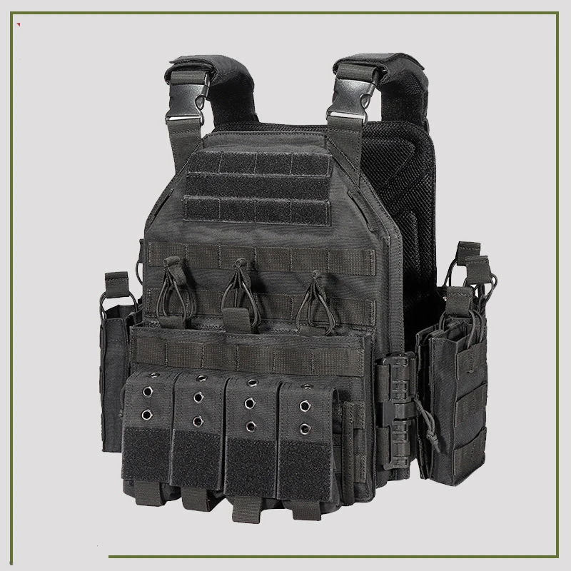 Conjunto de chaleco táctico con cintura y hombro, chaleco de entrenamiento MOLLE de triple bolsillos desmontable rápido - imagen 2