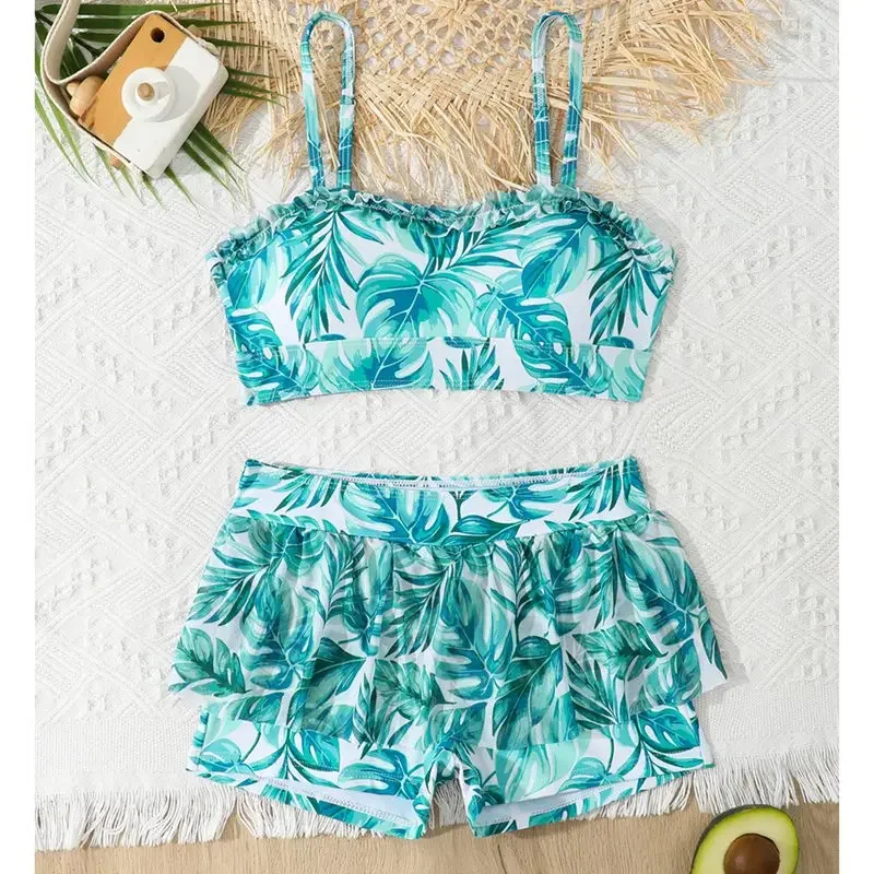 Traje de baño para niñas, traje de baño de dos piezas, moda informal transpirable, ropa de natación para playa, traje de baño refrescante de verano para niños - imagen 2
