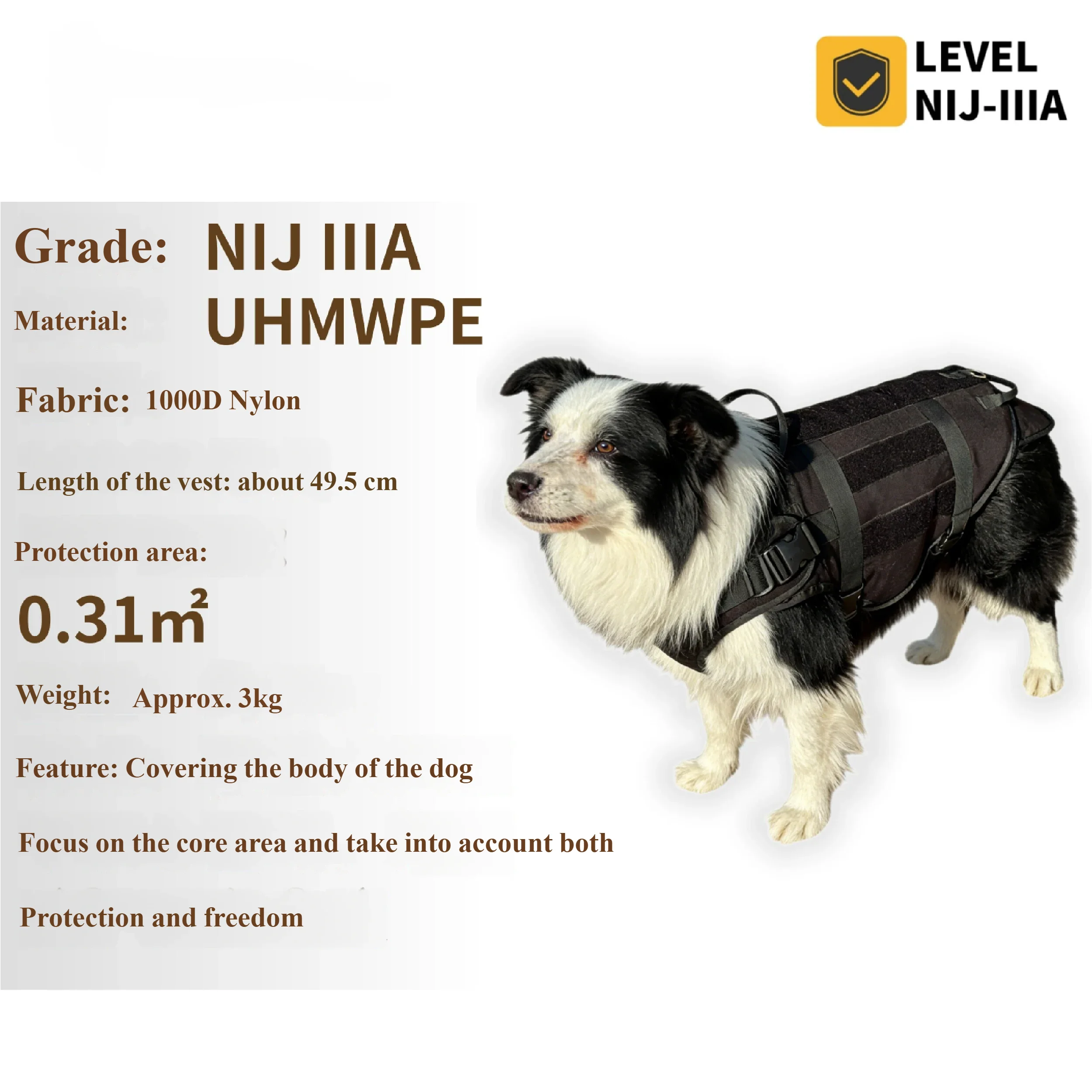 Chaleco antibalas táctico para perro, ajuste MOLLE y placa - imagen 4