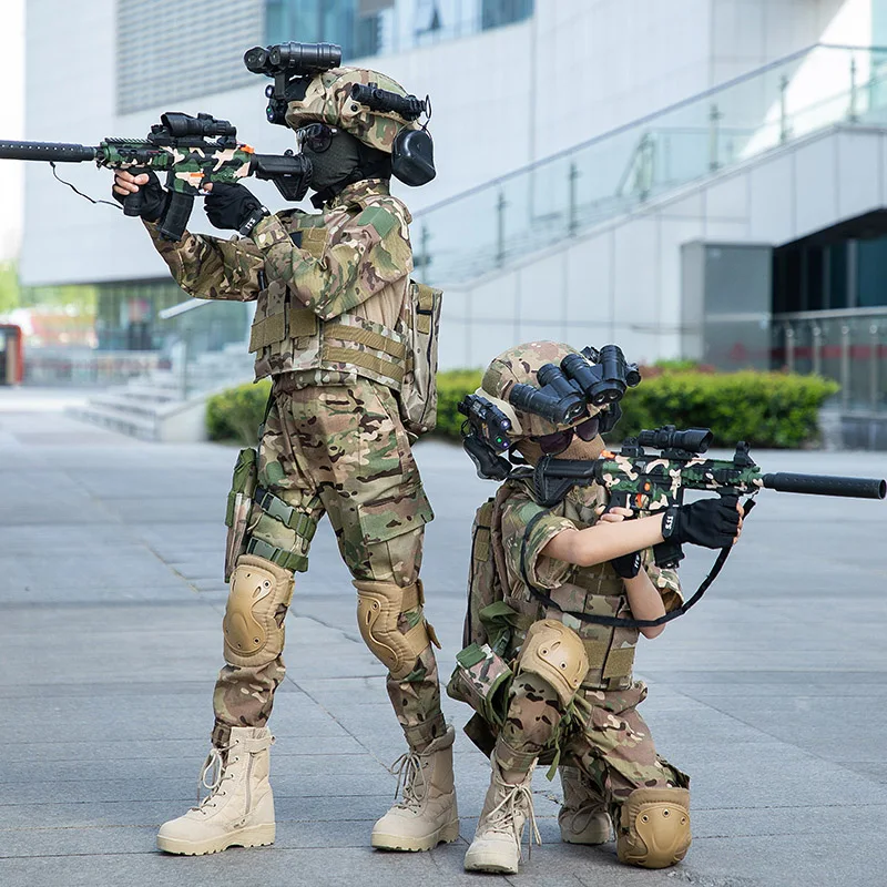 Conjunto de uniforme de camisa de camuflaje G3 táctico militar para niños, disfraces de soldado para niños, Top de camuflaje, pantalones, traje para niños y niñas - imagen 4