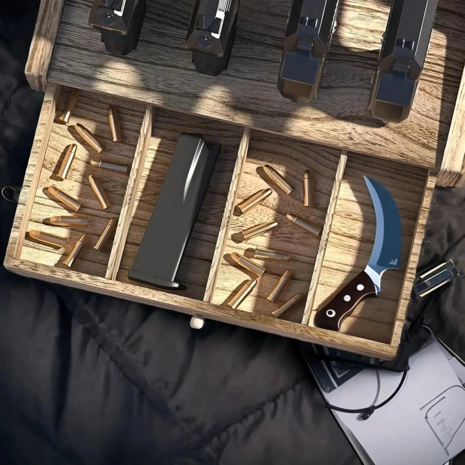 Estante de pistola de madera con 6/4 ranuras, soporte seguro para armas, organizador de soporte para pistola Glock 17 19 43X, accesorios para gabinete de armas - imagen 5