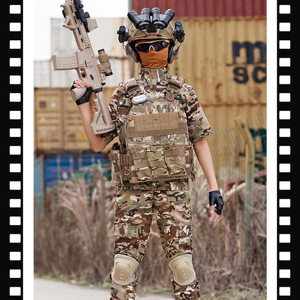 Conjunto de traje de entrenamiento táctico militar para niños, traje de camuflaje para niños, disfraces de soldado para niños, disfraz de fuerzas especiales para niños - imagen 5