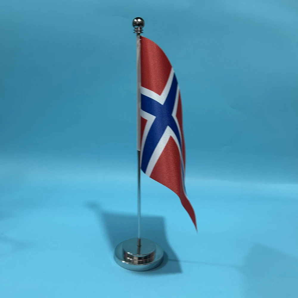 BANDERA DE SKY Bandera de escritorio de oficina Bandera de Noruega 14x21 cm poliéster Noruega Norselan Bandera nacional País Banner Adornos de escritorio Banderas - imagen 4