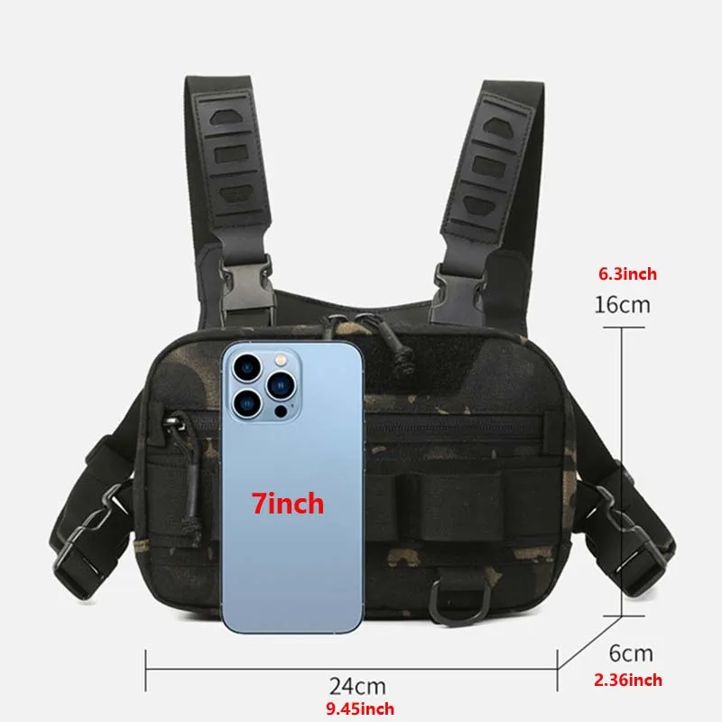 Bolsa de pecho táctica para hombre, chaleco multifuncional para pesca y acampada, equipo duradero para senderismo al aire libre, equipo de trabajo esencial - imagen 3