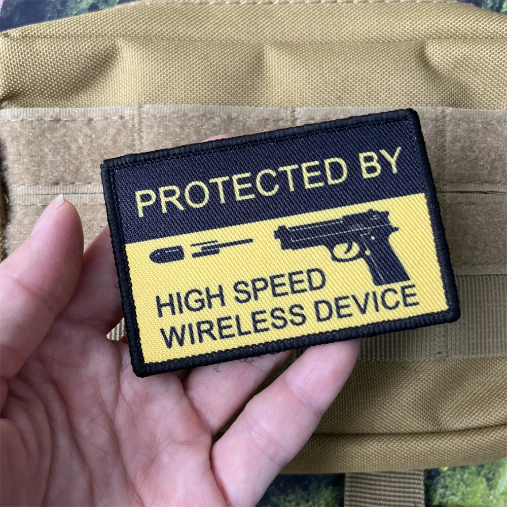 Parche de insignia de moral protegido por dispositivo inalámbrico de alta velocidad, parches estampados de anatomía de un Pew, pegatinas de gancho y bucle de mochila táctica - imagen 3