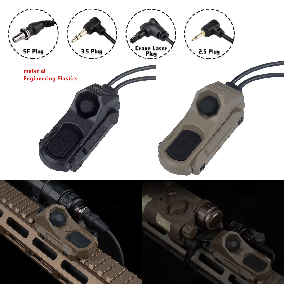 Táctico Airsoft Axon UNITY doble función presión interruptor remoto cola SF 2,5 3,5 enchufe PEQ15 Surefir M300 M600 Airsoft luz - imagen 2