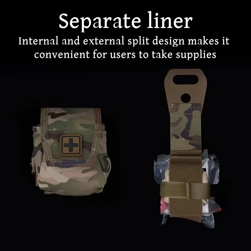 Bolsa de almacenamiento de suministros de emergencia pequeña para acampar al aire libre, revestimiento interior desmontable, montaje del sistema MOLLE - imagen 4