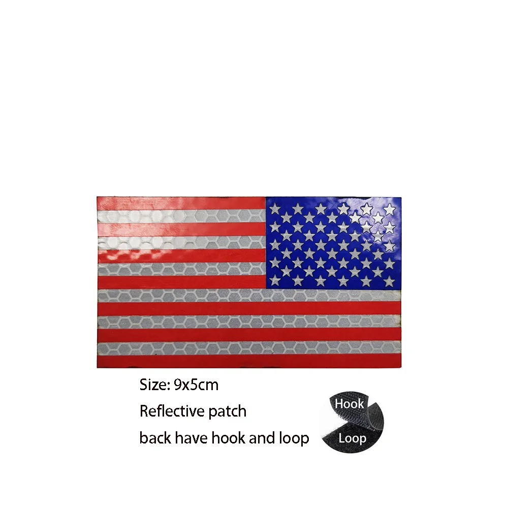 Brazalete de bandera americana con reflejo infrarrojo, accesorios para bolsa de deportes al aire libre, brazalete de ropa, parches de mochila para ropa, 9x5cm - imagen 4