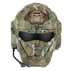 W casco de asalto II motocicleta militar protección facial completa con auriculares de comunicación ventilador antiniebla máscara abatible lente de repuesto