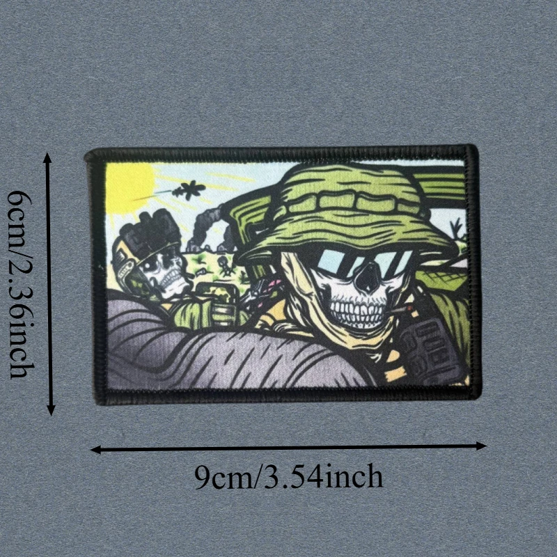 Parche estampado de miedo y sombrero, chaleco táctico, gancho y bucle, sombrero, insignia de moral, mochila, pegatina decorativa, parches para brazalete para ropa - imagen 3