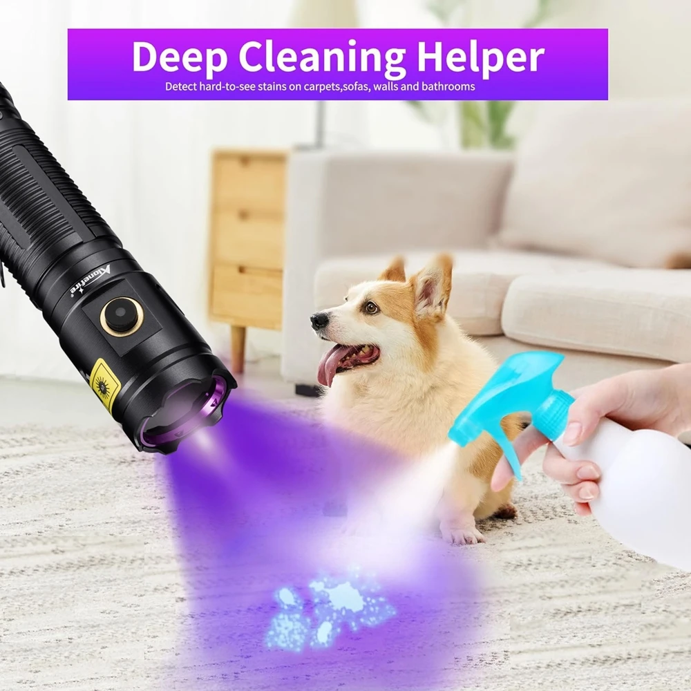 Linterna LED UV de alta potencia de 3x365nm, luz negra, marcador de tinta Invisible ultravioleta, mancha de orina de mascota, Mineral de tiña, antorcha de control de escorpión - imagen 5