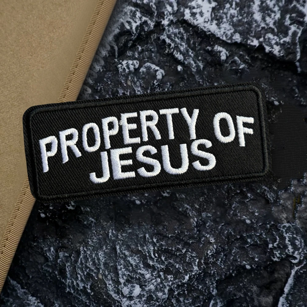 Parches tácticos con insignia de moral de PROPERTY OF JESUS para ropa, parche bordado con gancho y bucle, brazalete militar, pegatinas para mochila - imagen 5