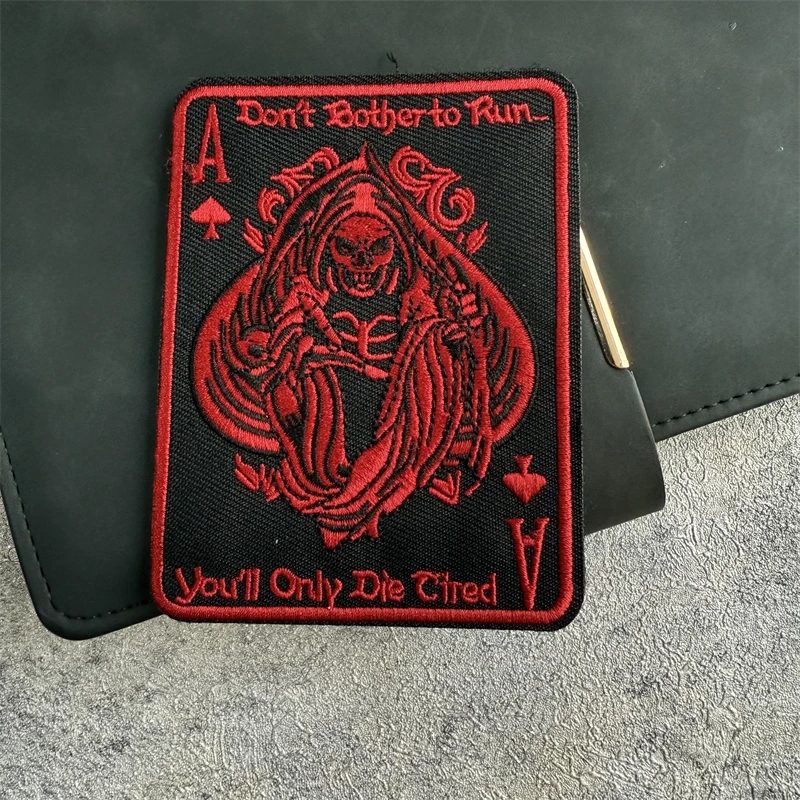 No tienes que corren, solo trote, insignia de parche bordado Black Ops, Ace of Spades, bolsa de moral táctica, divertida Grim Reaper - imagen 3