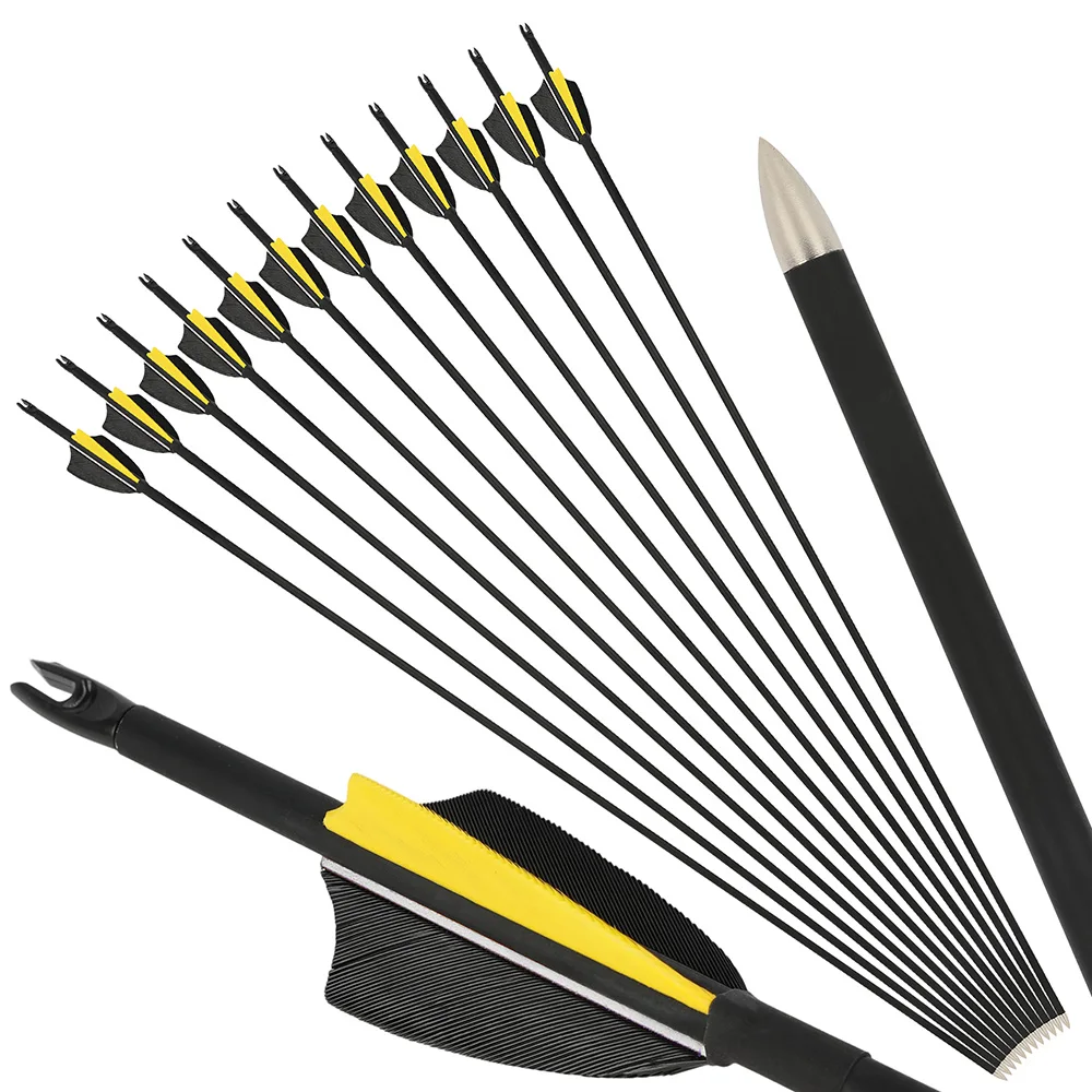 32 "SP1000 tiro con arco flecha de carbono mezclado ID4mm OD6mm 2" pluma de pavo 60Gr puntas de flecha arco tiro con arco objetivo entrenamiento caza - imagen 5