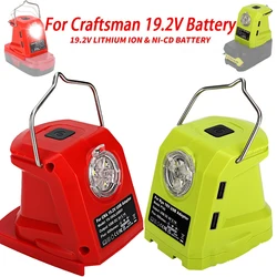 Linterna portátil con luz LED de trabajo de 420 lúmenes, Compatible con baterías de litio Ryobi/Craftsman de 18V, puertos USB duales y gancho