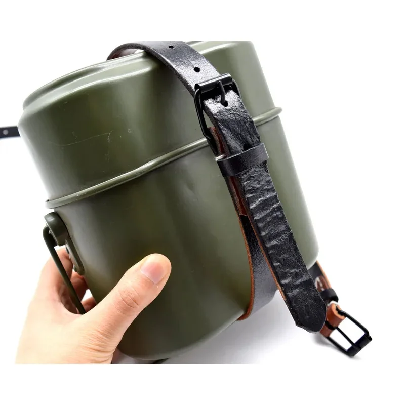 Accesorio de reproducción de correas de transporte de cuero para cantina con eslinga de estaño M31 de campo del ejército alemán - imagen 4