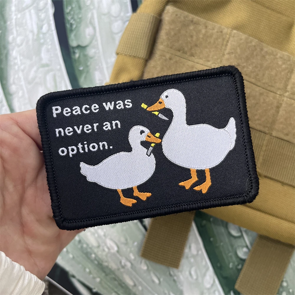 La Paz nunca fue una opción, parches tácticos, insignia de moral de pato, decoración de mochila, pegatinas de etiqueta de tejido de gancho y bucle - imagen 4