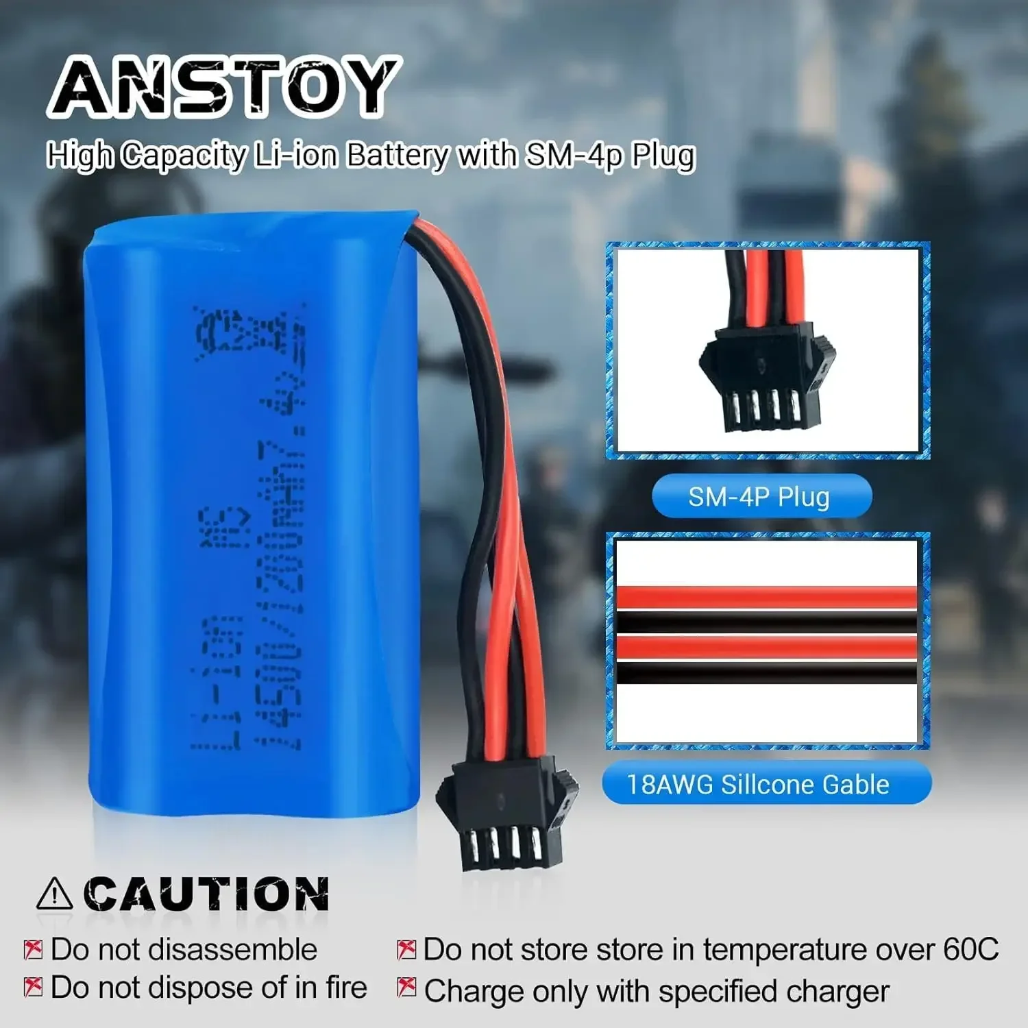 Batería recargable iones de litio para gel blaster con cargador - imagen 2
