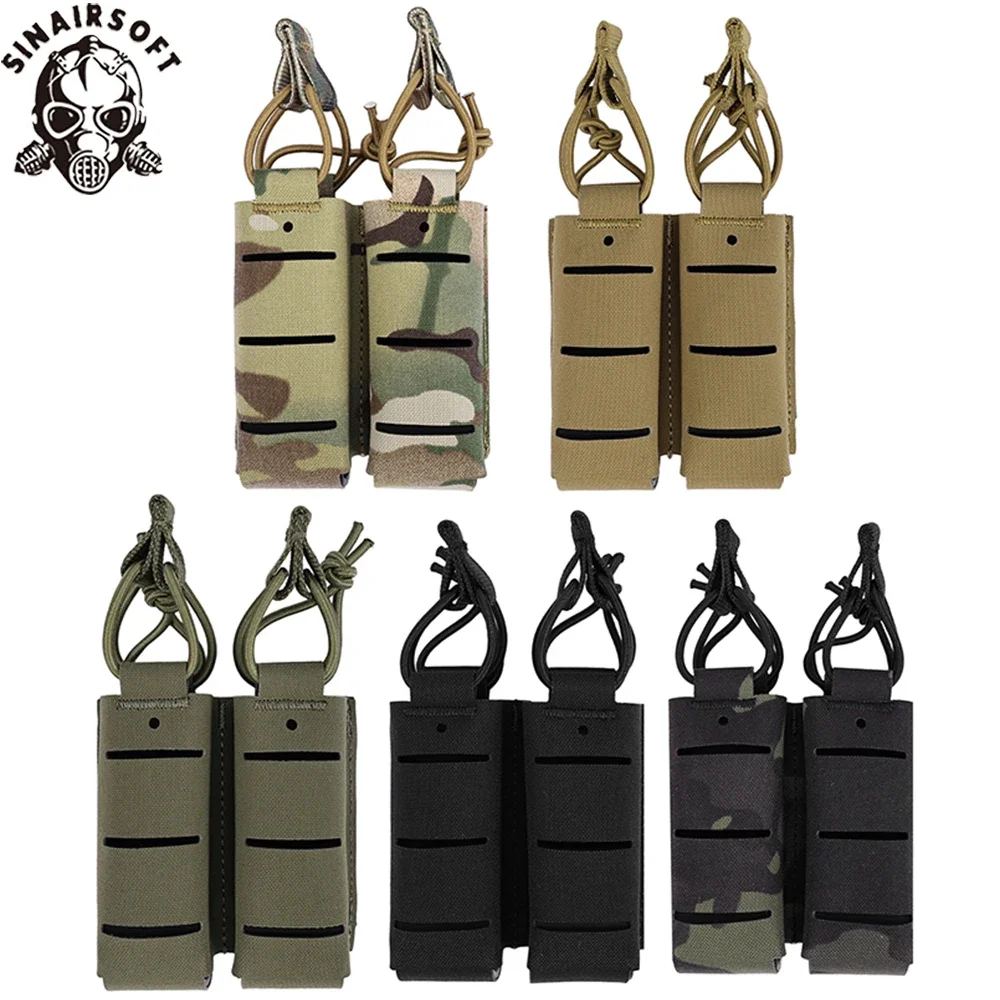 SINAIRSOFT caza táctica LSR 9mm bolsa para revistas doble Mag portador MOLLE bolsa corte láser