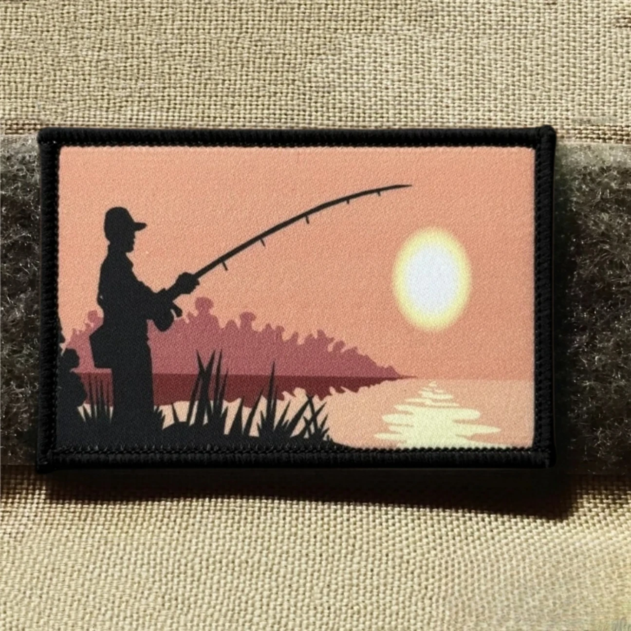 Parche táctico de moral de pesca de pescador de amanecer, pegatina para mochila del ejército militar, apliques impresos, parches de gancho y bucle para ropa - imagen 5
