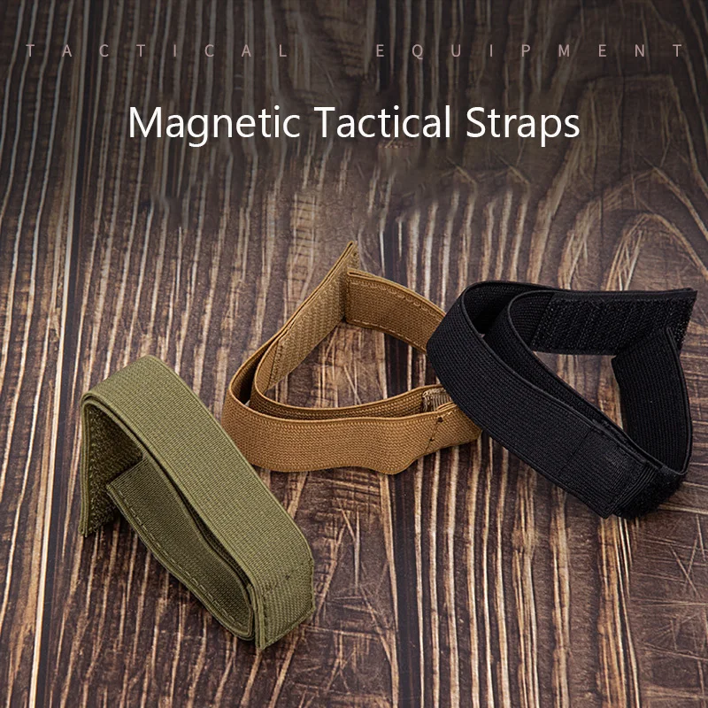 Correas tácticas magnéticas negras/verdes/caqui, cierre de gancho y bucle de alta resistencia, para equipo al aire libre, mochila, seguridad de equipos