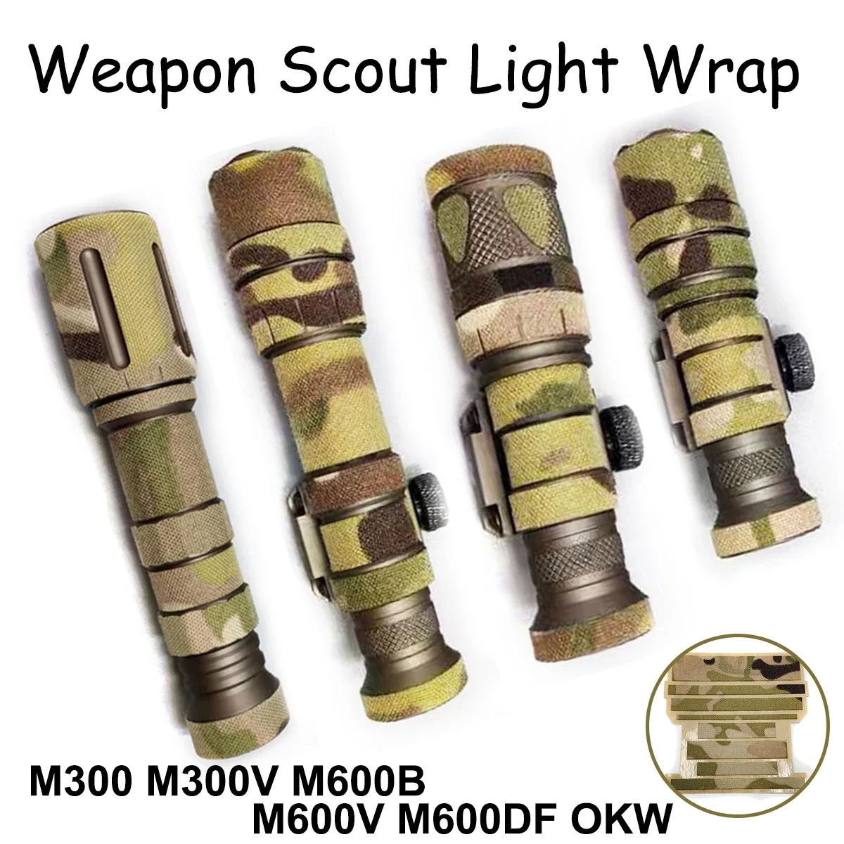 Envoltura de luz de explorador táctico para Surefire M300B M300V M600B M600V M600DF OKW M-LOK Picatinny Rail linterna cubierta protectora pegatina - imagen 2