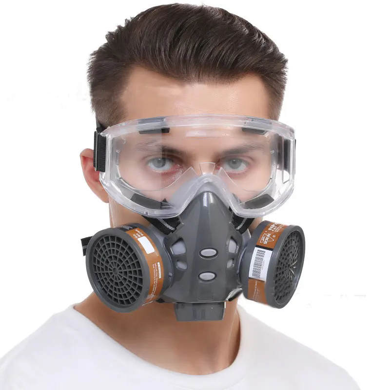 Máscara de Gas de cara completa con gafas, seguridad, pintura en aerosol, pesticida químico, decoración, formaldehído, antipolvo, respirador con filtro - imagen 3